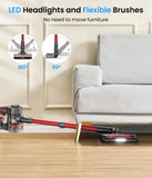 CHEBIO Cordless Vacuum Cleaner, Stick Vacuum with Powerful Suction, 45Mins Runtime Vacuum Cleaners for Home, Anti-tangle and 1.5L Dust Cup, 6 in 1 Lightweight Vacuum for Hardwood Floor Carpet Pet Hair