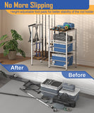 Tigerden Fishing Rod Holders for Garage, Fishing Pole Holder Stand with Multifunctional Hook, 4 Tier Fishing Gear Equipment Organizers Rack, Fits Most Rods of 1.58" for Home Entryway Corner, White