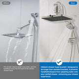 Hibbent 5-spray Dual Filtered Rainfall Shower Head Combo, High Pressure 13'' Showerhead with 10 Spray Mode Handheld, Easy Reach 4-way Diverter Arm with Pause Mode, 71'' Hose & Holder, Brushed Nickel