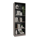 Tuhome Home 71" Tall Standard Bookcase with 5 Open Storage Shelves, Closed Back, Freestanding Living Room, Office or Bedroom Storage (Model M3), Silver Oak/Wenge