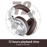 Bluetooth Over Ear Headphones, Wireless Headphones w/ 72H Playtime, Hi-Res, 3.5mm/6.35mm Wired Audio Jack-Silver OneOdio