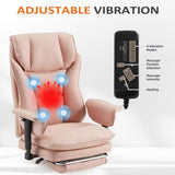 HOMREST 4-Point Massage Office Chair with Heat, 155° Reclining Executive Desk Chair with Adjustable Armrests, Ergonomic High Back Computer Chair for Home Office, Pink