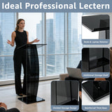 47" Acrylic Podium Stand, 12mm Ultra-Thickened Clear Church Pulpit with Storage Shelf, Heavy Duty Portable Lectern for Classroom