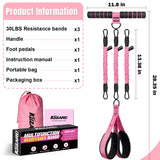 KUZARO Upgraded Multifunction Pedal Resistance Band with Handle, 3 Tube Adjustable Resistance Bands for Abdomen, Waist, Arm, Core/ABS, Leg Workout