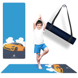 OMFLEX Kids Yoga/Exercise Mats – Premium Non-Slip Mats with Fun Prints for Kids Ages 5-13 – Dolphins, Car, and Supergirl Designs – Includes Carrying Strap