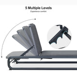 PURPLE LEAF Outdoor Chaise Lounge with Pull-Out Table Heavy-Duty Dark Gray