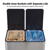 Aptliton Silver 16Gallon Dual Compartment Kitchen Trash Can & Recycling Bin