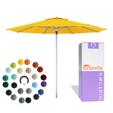 Midtown Umbrellas Push & Pop 10 Ft Patio Umbrellas with Push & Pop Mechanism, 8 Fiberglass Ribs & Sunbrella Fabric – Outdoor Umbrella for Deck, Pool, Cafés and Hotels – Yellow Canopy, Silver Pole