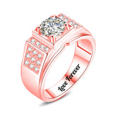 Oseew 10k 14k 18k Solid gold Moissanite Rings for Men Mens Moissanite Wedding Band Round Cut Moissanite Rings （(D Color VVS1 Clarity)）