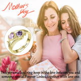 Customized 10k white gold 2 Birthstones Ring for Women Mother's Ring Personailzed 14k yellow gold Birthstone Ring Family Rings Mom Jewelry Mother and Daughter Rings with 2 Birthstones(Yellow Gold)