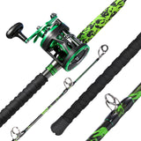 Sougayilang 7' Catfish Rod and Reel Combo, Medium Heavy 2-Piece Carbon Fiber Casting Rod with Solid Carbon Tip, Trolling Reel for Freshwater and Saltwater, Big Game Fish-30size（Left）