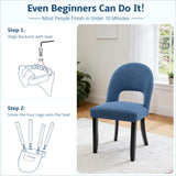 BONBEUR Upholstered Dining Chairs Set of 4, Mid Century Modern Kitchen Chairs with Solid Wood Legs & Linen Fabric Backrest for Dining Room and Farmhouse, Blue