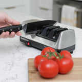Chef'sChoice 15XV Professional Electric Knife Sharpener with Durable Metal Housing & 100-Percent Diamond Abrasives and Precision Angle Guides for Straight Edge and Serrated Knives, 3-Stage, Metallic