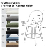 BONBEUR Swivel Bar Stools Set of 4, 26 Inch Counter Height Stools with Backs, Modern Upholstered Linen Fabric Counter Stools with Solid Rubberwood Legs for Kitchen Island, Dining Room, Home Pub, Green