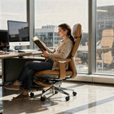 FurniBaron Ergonomic Genuine Leather Office Chair with Footrest 400lbs