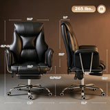 HOMCOM Massage Office Chair with 6-Point Vibration, Overstuffed Reclining Desk Chair with High Back, PU Leather, Footrest, Thick Spring Cushion, Lumbar Support, Adjustable Height, Swivel Wheels, Black