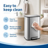 GarveeHome 3.2 Gal Stainless Steel Bathroom Trash Can with Lid, Silver
