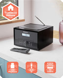 Home Stereo System with CD Player Bluetooth & Radio | 40W FM Radio, Solid Wood Build, 30 Presets, and Alarm | Multi Format Support, CD Player for Home, Compact Music System | Oakcastle Hifi400