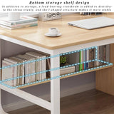 White Wooden Study Desk with 3 Drawers & Storage Shelf, Computer Desk for Students & Home Office, Simple Writing Table Workstation (120x50x73cm)
