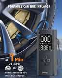 Bovemanx Tire Inflator Portable Air Compressor, [150PSI Dual Power][7800mAh & 12V DC] Air Pump for Car Tires with LED Dispaly & Auto Shut-off for Car, Motorcycle, Bicycle, Ball