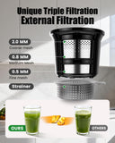 Staweiger Juicer Machines, Cold Press Juicer with 6" Extra Wide Chute, 90oz Capacity, Powerful AC Brushless Motor, High Juice Yield, Quiet Low db, BPA-Free Juicer Press For Whole Vegetables & Fruits