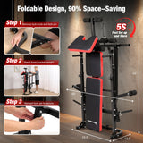 6-in-1 Foldable Weight Bench Set, 1695LBS Adjustable Workout Bench/Barbell Rack/Curl Pad, Bench Press, Leg Extension and Curl machine