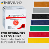 Theraband 11727 Non-Latex Professional Elastic Stretch Band for Upper & Lower Body Exercise Workouts and Physical Therapy, Medium, Red, 50yd Length