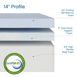 COOL GEL Chill Memory Foam 14-Inch Mattress with 2 Pillows, CertiPUR-US Certified, Mattress in a Box, King, White