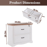 Wood File Cabinet with Hanging File Folders,Top Drawer Lockable,Lateral Filing Cabinet for Home Office Compatible with Letter