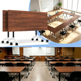 4 Pack Folding Walnut Conference Table,47.2in Modular Mobile Training Table