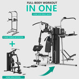 ULTRA FUEGO Multifunctional Home Gym Equipment Workout Station with Pulley System, Arm, and Leg Developer for Full Body Training (1186L Black Home Gym Station with Power Tower)