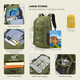SKYSPER Hiking Backpack for Men Women, 35L Lightweight Travel Daypack, Outdoor Camping Back Pack with Multiple Compartments, Durable for Weekend Getaway