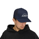Can I Get an Amen Christian Trucker Hat, Embroidered Hat for Men & Women, Jesus Religious Faith Apparel Navy