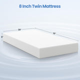 Yaheetech 8 Inch Twin Mattress 3 Foam Layer Cooling Gel Memory Foam Mattresses, Green Tea for Fresher Sleep, Medium Firm, CertiPUR-US Certified, Twin Size Mattress in a Box