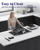 Kitsure Dish Drying Rack - Expandable Stainless Steel Dish Racks for Kitchen Counter, Auto-Drain Drying Rack for Kitchen with Cutlery Holder & Non-Slip Feet, 16.1-26.6" L x 12.6" W, Black