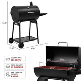 Royal Gourmet CC1830 28 Inch Barrel Charcoal Grill with Warming Rack, Outdoor BBQ Grill with 626 Sq. In. Grilling Space for Backyard, Patio and Parties, Black