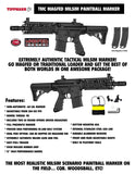 Maddog Tippmann TMC MAGFED Paintball Gun Marker & Accessory Starter Package | Silver Kit - Marker, 48ci/3000psi Compressed Air Tank, Mask, Hopper, Pods, & Harness - Black/Black