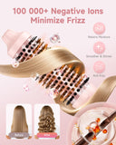 Thermal Brush, FLYZEMAA 1.5 Inch Heated Round Brush for Long Dry Hair, Heated Brushes Straightener with 3 Temp Settings, Blowout Brushes for Curling & Volumizing, Anti-Scald Nylon Bristles(Pink)