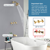 3 Handles Shower Faucet Set with Tub Spout Bathtub Shower Faucet Combo Set Shower System Complete Tub and Shower Trim Kit Brushed Gold Shower Set