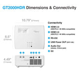 Optoma GT2000HDR Ultra-Compact Short Throw Full HD Home Laser Projector