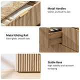 Dresser for Bedroom with 9 Drawers, 63"W Chest of Drawers, Fluted Dresser with Faux Marble Top, Curved Profile Design, Metal Handle, Wood Closet Storage Organizer for Living Room, Hallway, Natural Oak
