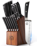 5 Pcs Kitchen Knife Block Sets with Sharpener, Japanese High Carbon Stainless Steel Set of Knives, Premium Razor Sharp Black Knives Set
