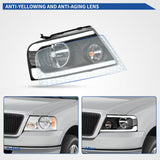 oEdRo Switchback Turn Signal & LED DRL Headlights Compatible with 2004-2008 Ford F150 Pickup/ 2006-2008 Lincoln Mark LT Headlamp Replacement Black Housing Clear Reflector Clear Lens