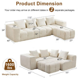 119" Boneless Couch, Cloud Sectional Couch with Deep Seat, High-Density Memory Foam and Chaise