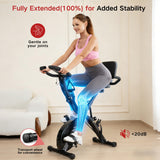 BARWING Stationary Exercise Bike for Home with App,5 IN 1 Foldable Indoor Cycling Bike for Seniors, 350LB Capacity, 6.6 LBS Flywheel，16-Level Magnetic Resistance, Seat Backrest Adjustments