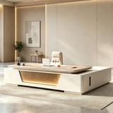 L Shaped Executive Desk with Storagek and Mechanical Combination Lock.