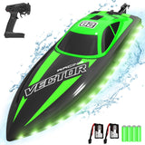 VOLANTEXRC RC Boat 20MPH Fast Remote Control Boat for Adults 2.4Ghz Toy Boats for Pools and Lake with 2 Rechargeable Batteries Toys Gifts for Adults with Light, Green