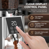 AMZCHEF Conical Burr Coffee Grinder, Espresso Grinder with 45 Grind Settings, Anti-Static Electric Coffee Bean Mill with Touchscreen Timer, 40mm Stainless Steel Burr