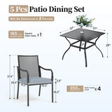 SUNSHINE VALLEY Patio Dining Set for 4, 37" Square Metal Table, 4 Chairs