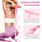 Pedal Resistance Bands with Handles, Upgrade 6-Tubes Manual Tension Training Pedal, Natural Rubber Foot Pedal Resistance Bands (Pink)